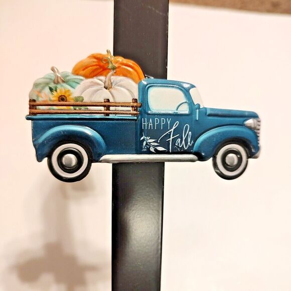 Fall Harvest Autumn Thanksgiving Metal Wreath Hanger Acorn Pumpkin Pickup Truck - Picture 4 of 14